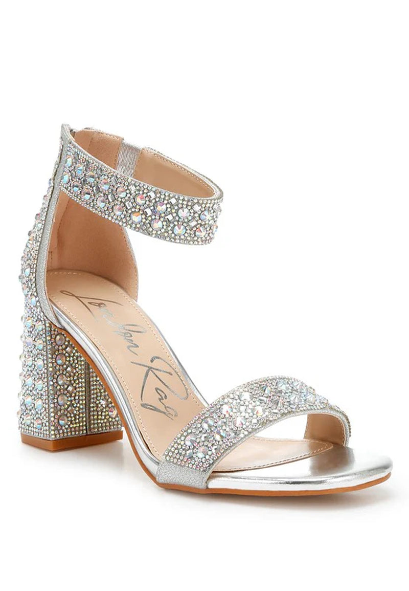 Cady Rhinestones and Sequins Block Sandals