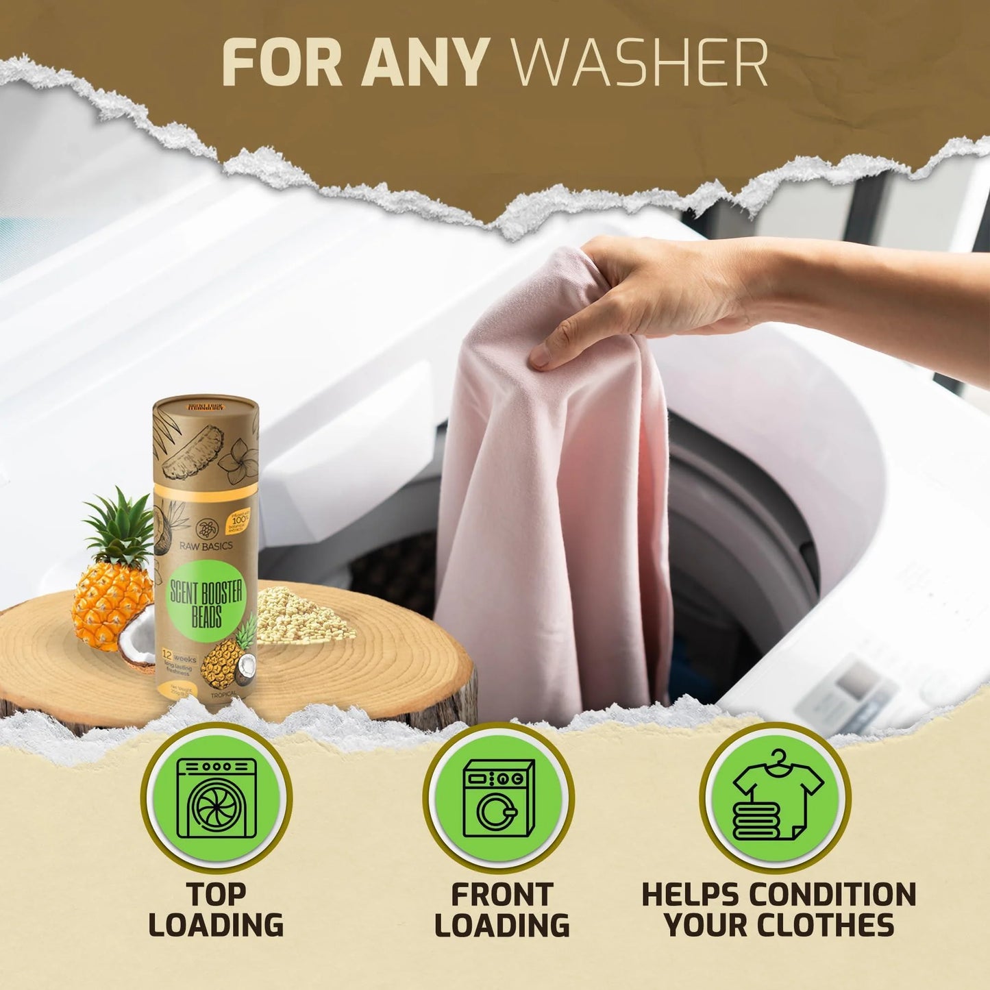 Laundry Scent Boosters Tropical Aroma Washer Beads and Deodorizer Supplies Fragrance Essentials for All Fabric Scented Bulk Odor Eliminator and Clothes Refresher Long Lasting Smell Remover