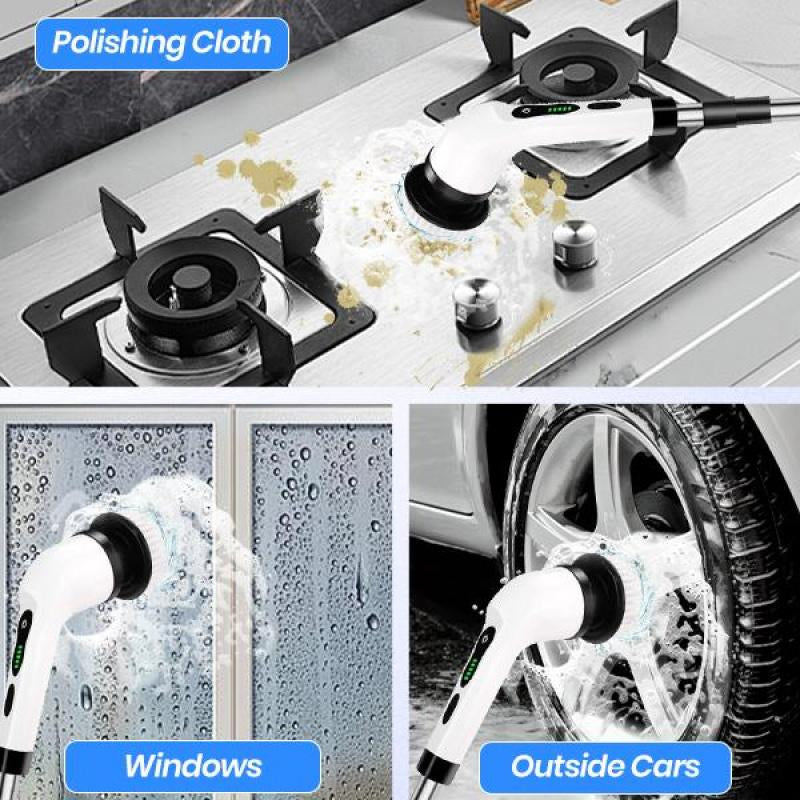 Electric Spin Scrubber with 9 Replaceable Brush Heads Dual Speed Adjustable Handle for Bathroom Kitchen Car Portable Durable USB-C Fast Charging Cleaner Household Itemcarrie-
