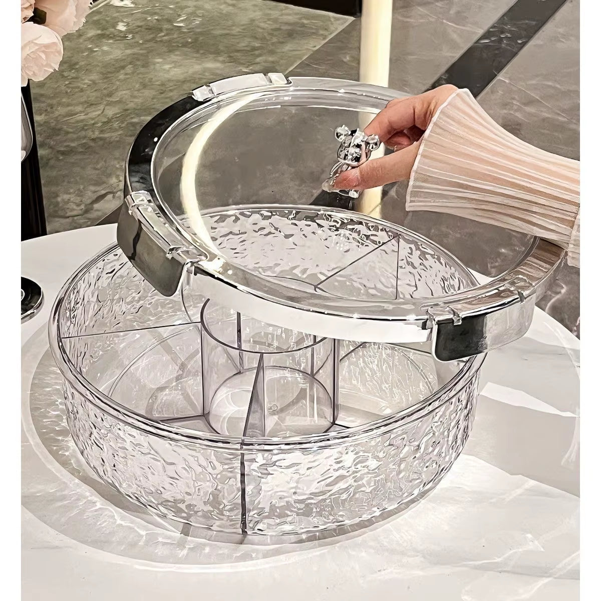 Ripple Seal Snack Box Compartment Food Storage Tray Dried Fruit Snack Tray Snacks Nuts Storage Box Dried Fruit Tray 정리함