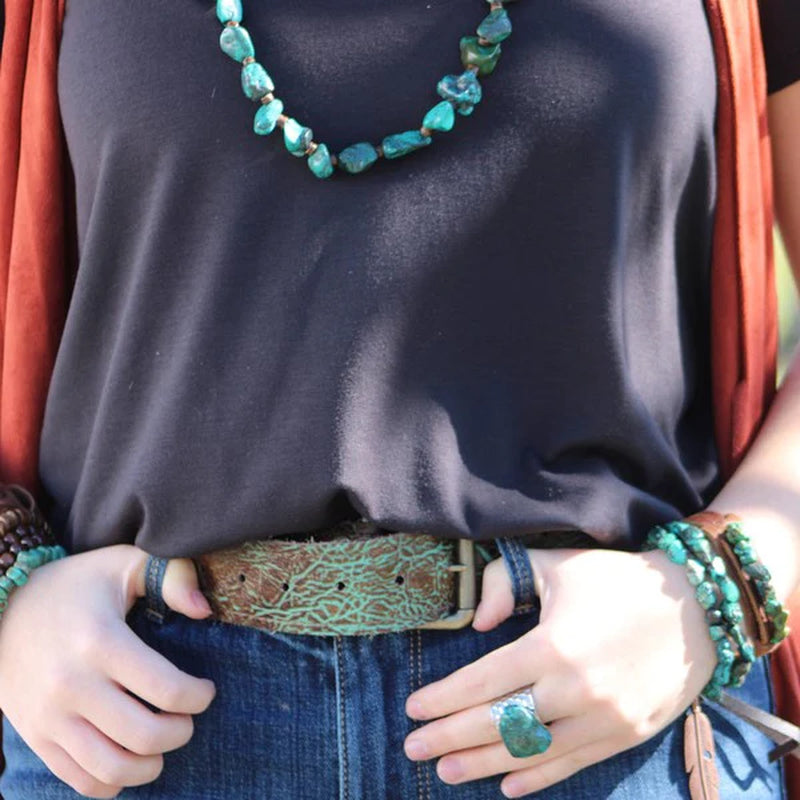 Natural Turquoise Chunk on Cuff Ring