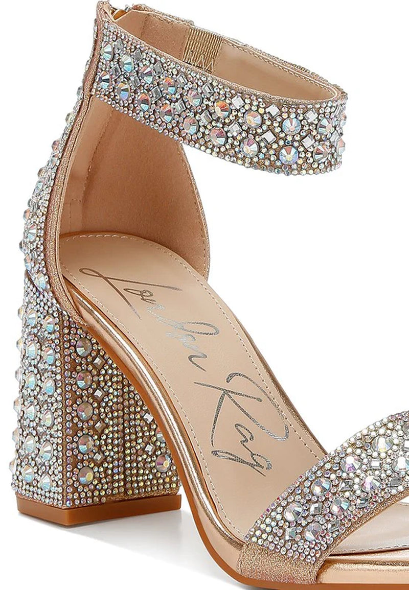 Cady Rhinestones and Sequins Block Sandals