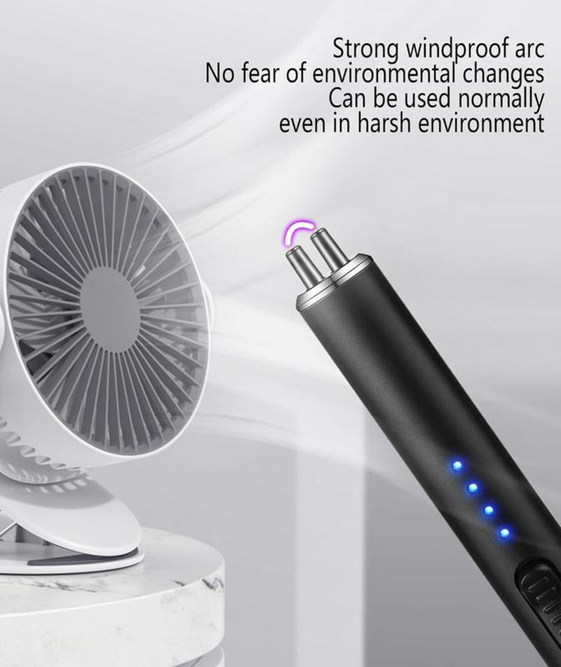 Electric Arc Flameless Lighter Windproof with Safety Lock USB Fast Charging Data Cable for Camping BBQ Candle
