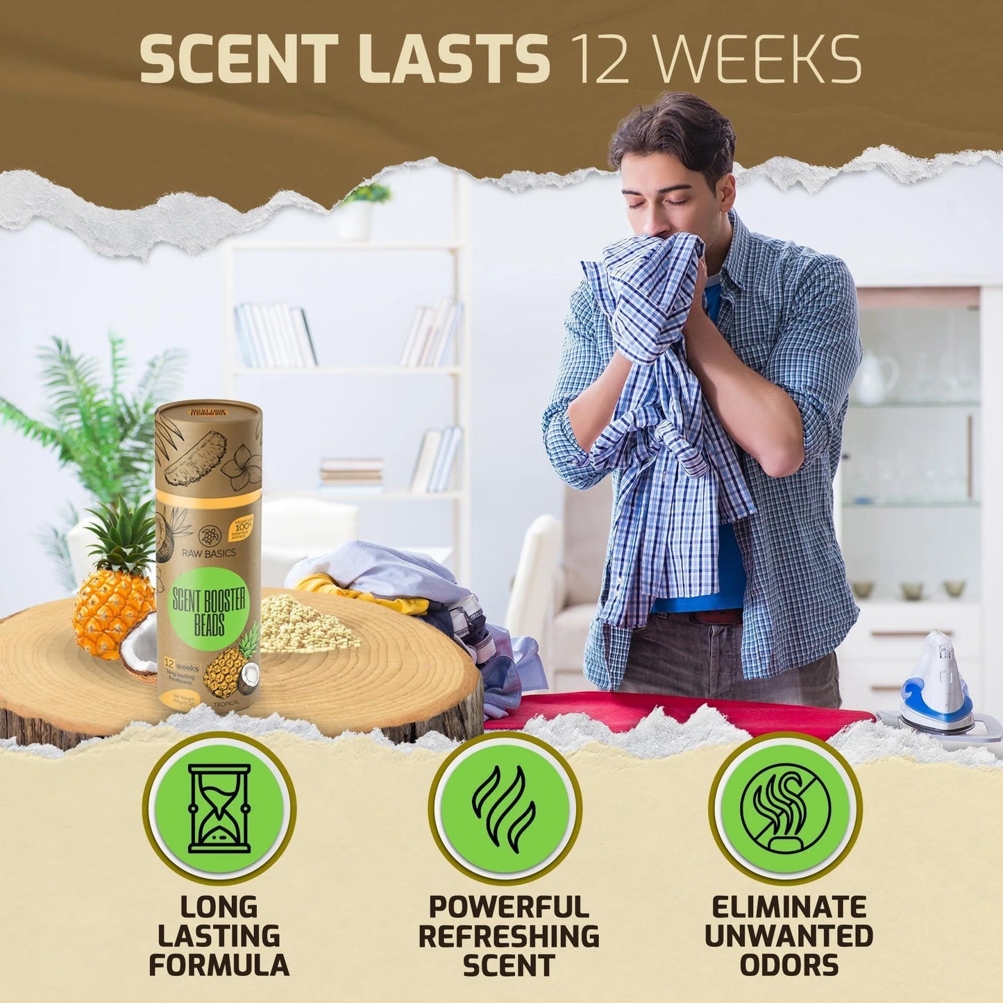 Laundry Scent Boosters Tropical Aroma Washer Beads and Deodorizer Supplies Fragrance Essentials for All Fabric Scented Bulk Odor Eliminator and Clothes Refresher Long Lasting Smell Remover