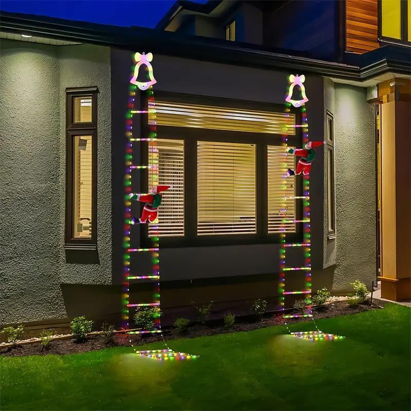 Christmas Santa Climbing Stairs Light (Static Santa Design) - Battery-Powered (Batteries Excluded), 8 Flashing Modes, Easy Installation & Durable, Festive Decor, Great Christmas Gift Option