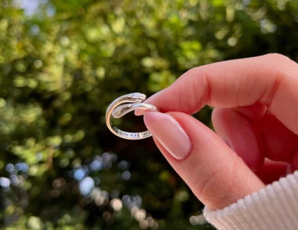 \"Always with You\" Hugging Arms Adjustable Ring