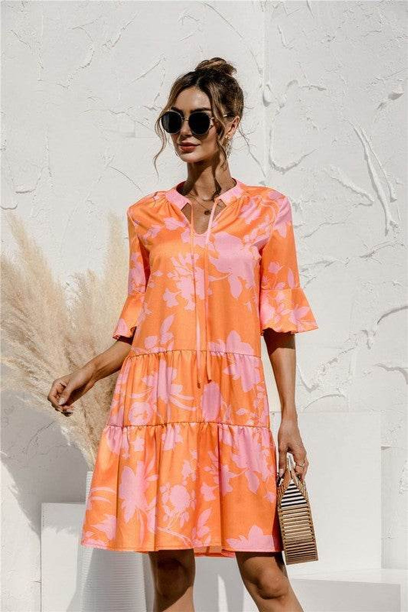 Tiered Short Sleeve Dress