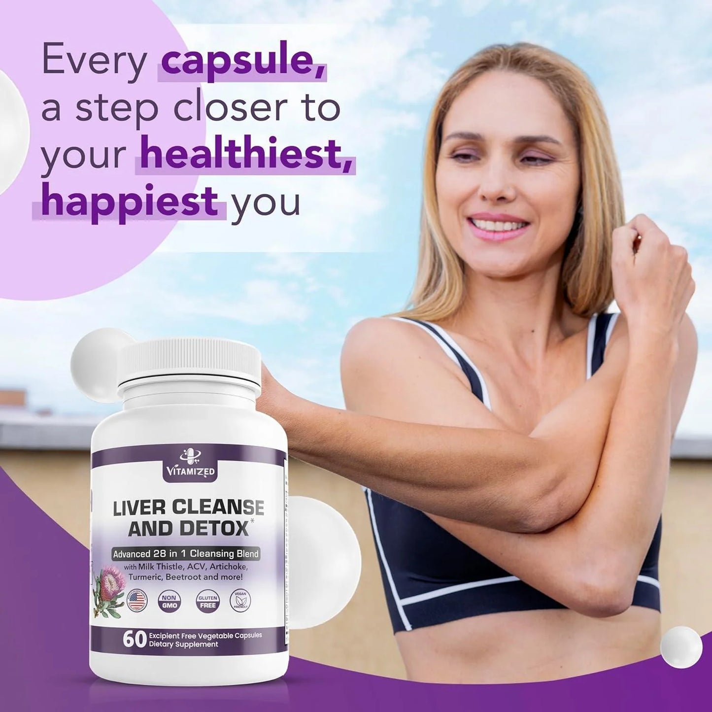 Liver Cleanse and Detox Formula Milk Thistle, Artichoke Extract, Dandelion, and Apple Cider Vinegar Liver Health Supplement