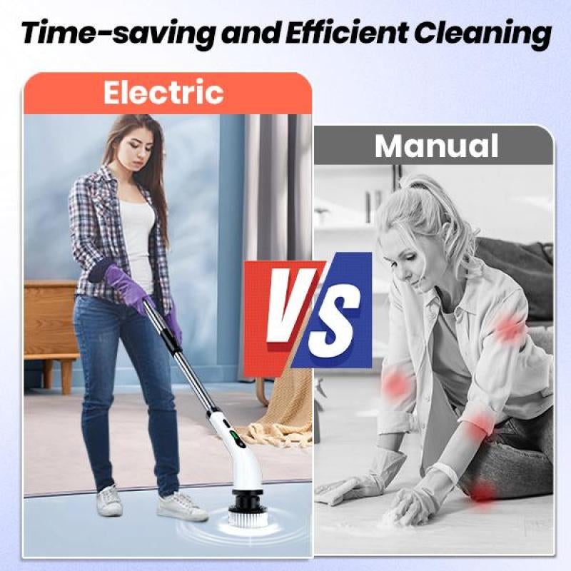 Electric Spin Scrubber with 9 Replaceable Brush Heads Dual Speed Adjustable Handle for Bathroom Kitchen Car Portable Durable USB-C Fast Charging Cleaner Household Itemcarrie-