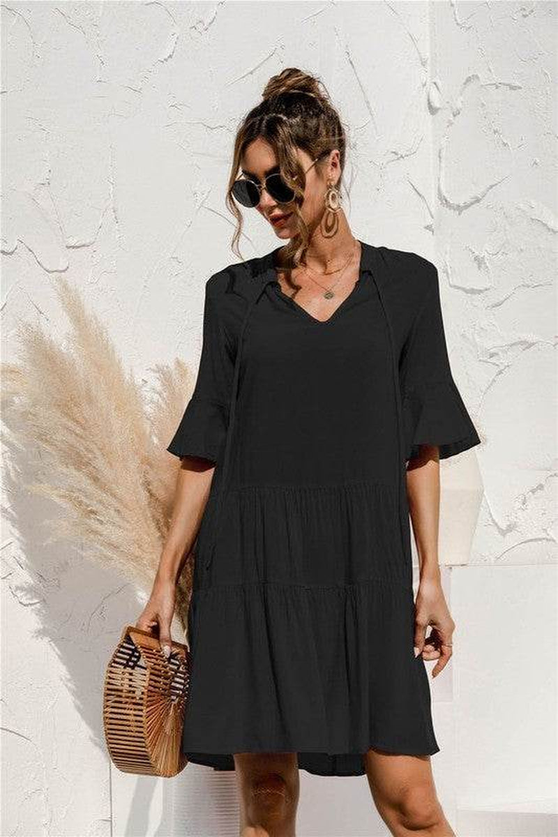 Tiered Short Sleeve Dress