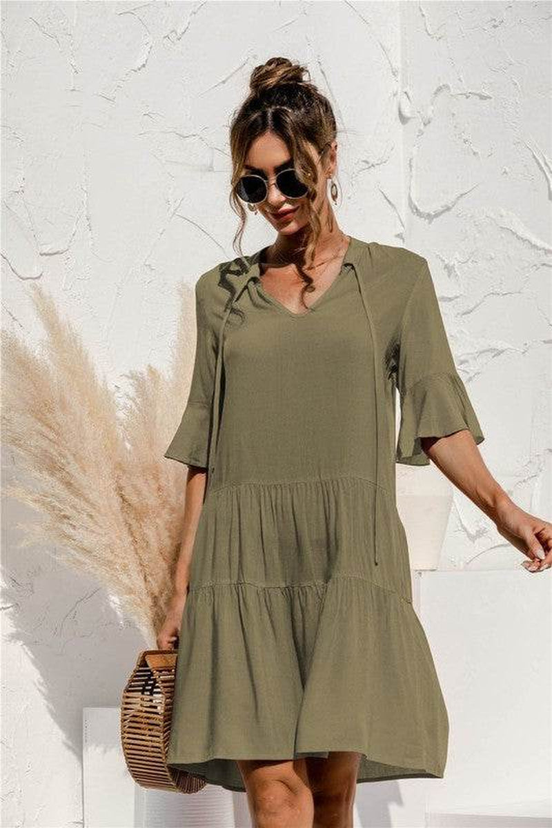 Tiered Short Sleeve Dress