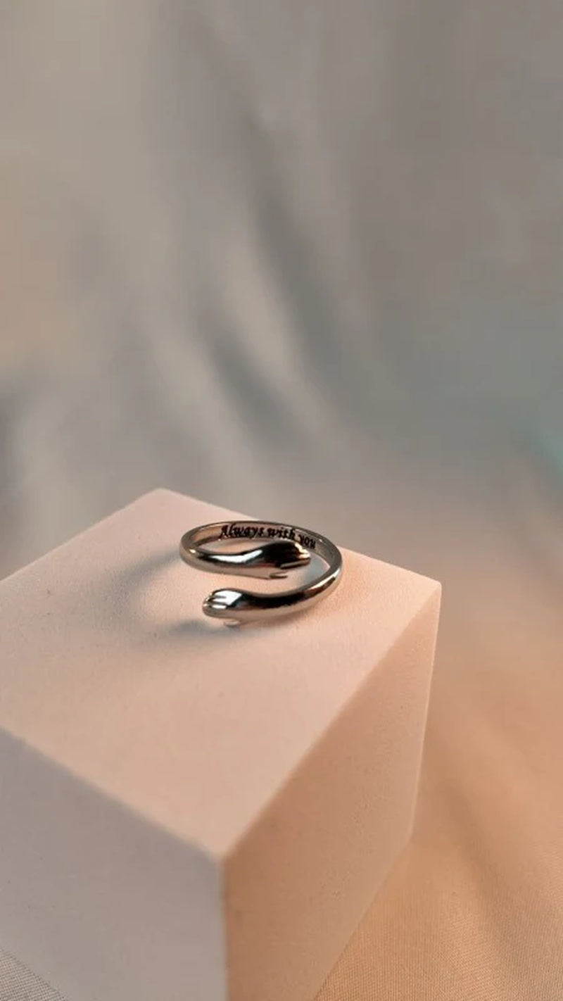 \"Always with You\" Hugging Arms Adjustable Ring