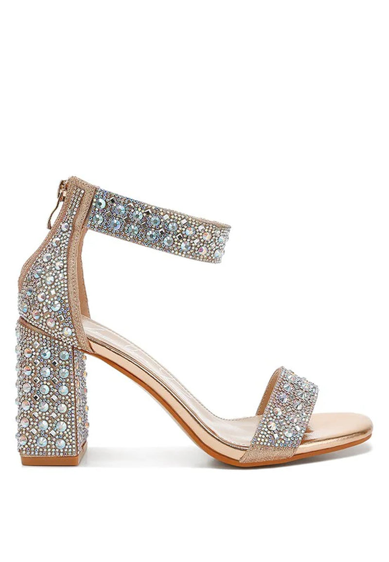 Cady Rhinestones and Sequins Block Sandals