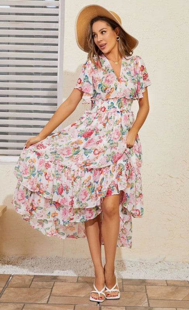 Tiered Floral Midi Dress