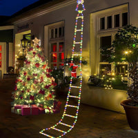 Christmas Santa Climbing Stairs Light (Static Santa Design) - Battery-Powered (Batteries Excluded), 8 Flashing Modes, Easy Installation & Durable, Festive Decor, Great Christmas Gift Option