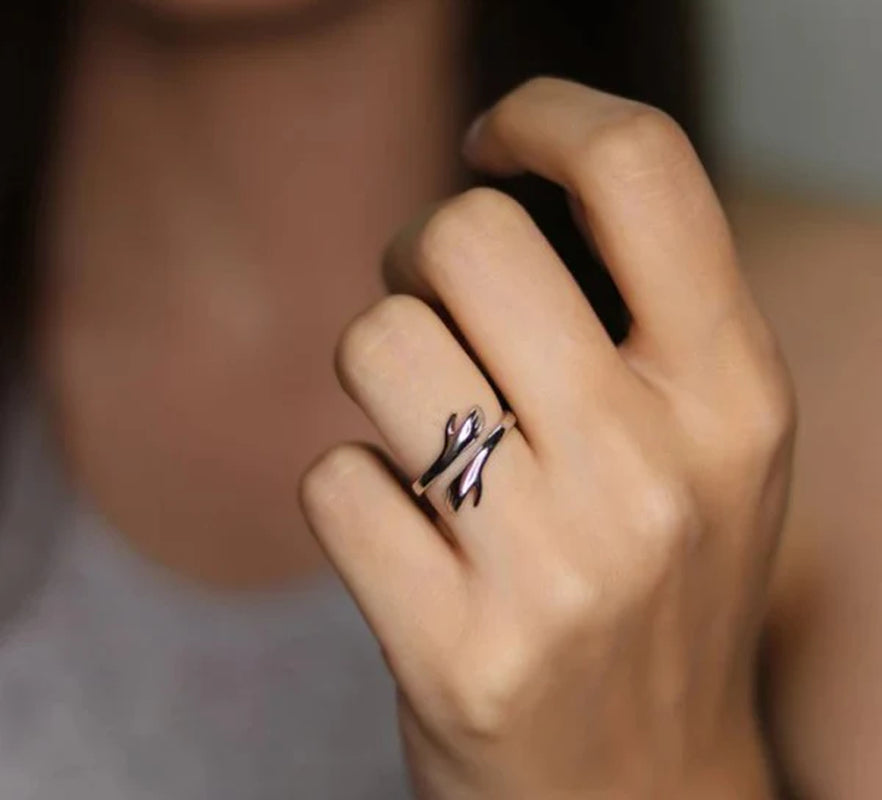 \"Always with You\" Hugging Arms Adjustable Ring