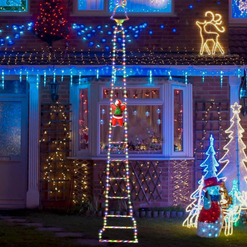 Christmas Santa Climbing Stairs Light (Static Santa Design) - Battery-Powered (Batteries Excluded), 8 Flashing Modes, Easy Installation & Durable, Festive Decor, Great Christmas Gift Option