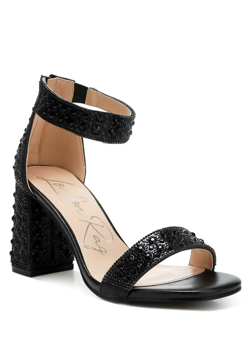 Cady Rhinestones and Sequins Block Sandals