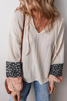 Women Patchwork Textured Drawstring Sweatshirts