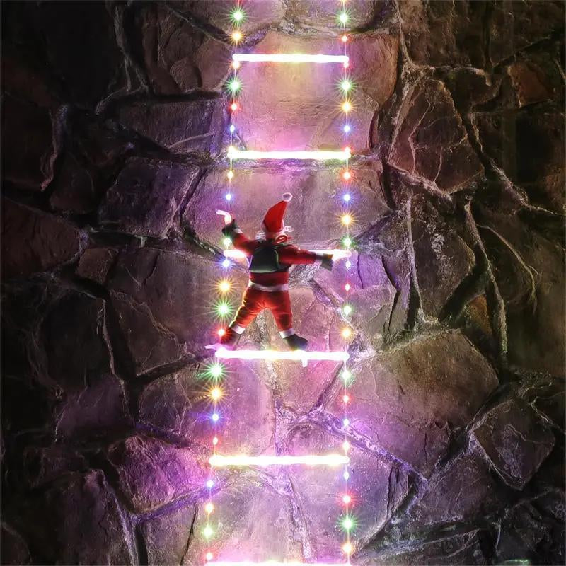 Christmas Santa Climbing Stairs Light (Static Santa Design) - Battery-Powered (Batteries Excluded), 8 Flashing Modes, Easy Installation & Durable, Festive Decor, Great Christmas Gift Option