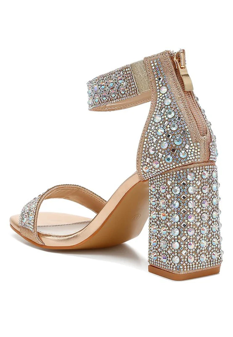 Cady Rhinestones and Sequins Block Sandals