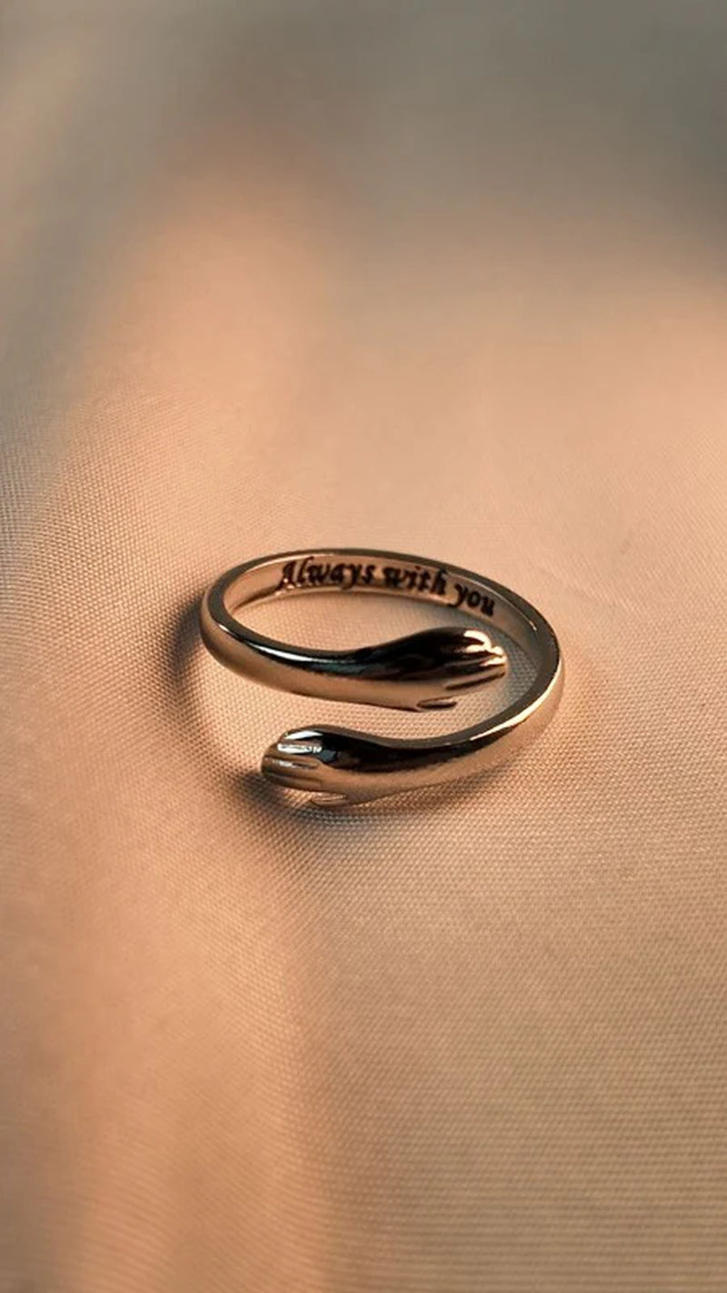 \"Always with You\" Hugging Arms Adjustable Ring