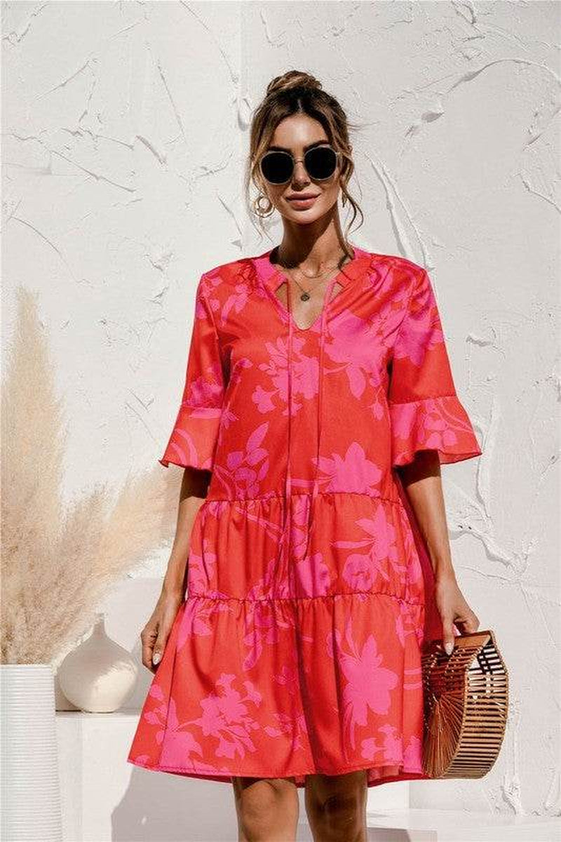 Tiered Short Sleeve Dress