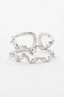 Stone Double Layer Adjustable Ring | Silver
