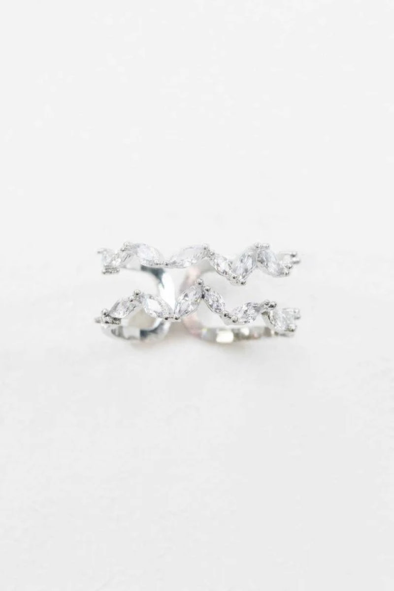 Stone Double Layer Adjustable Ring | Silver