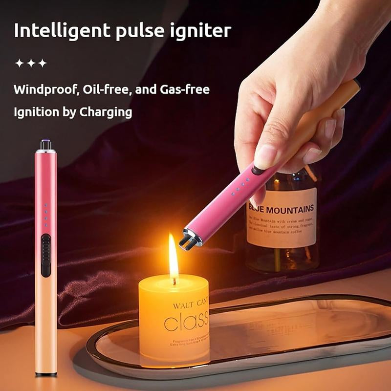 Electric Arc Flameless Lighter Windproof with Safety Lock USB Fast Charging Data Cable for Camping BBQ Candle