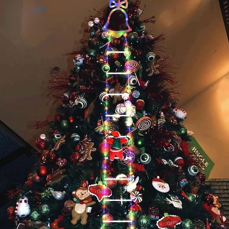 Christmas Santa Climbing Stairs Light (Static Santa Design) - Battery-Powered (Batteries Excluded), 8 Flashing Modes, Easy Installation & Durable, Festive Decor, Great Christmas Gift Option