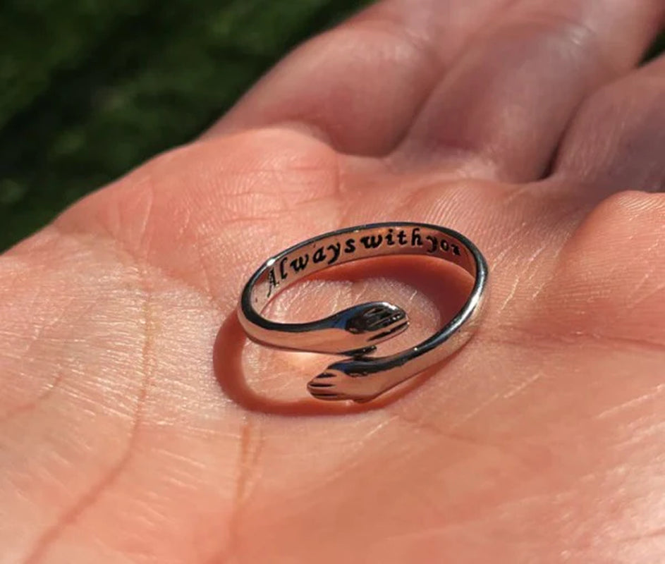\"Always with You\" Hugging Arms Adjustable Ring