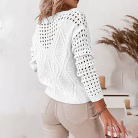 Women's Sweaters Casual Long Sleeve Crew Neck Lightweight Hollow Out Pullover Sweater Tops