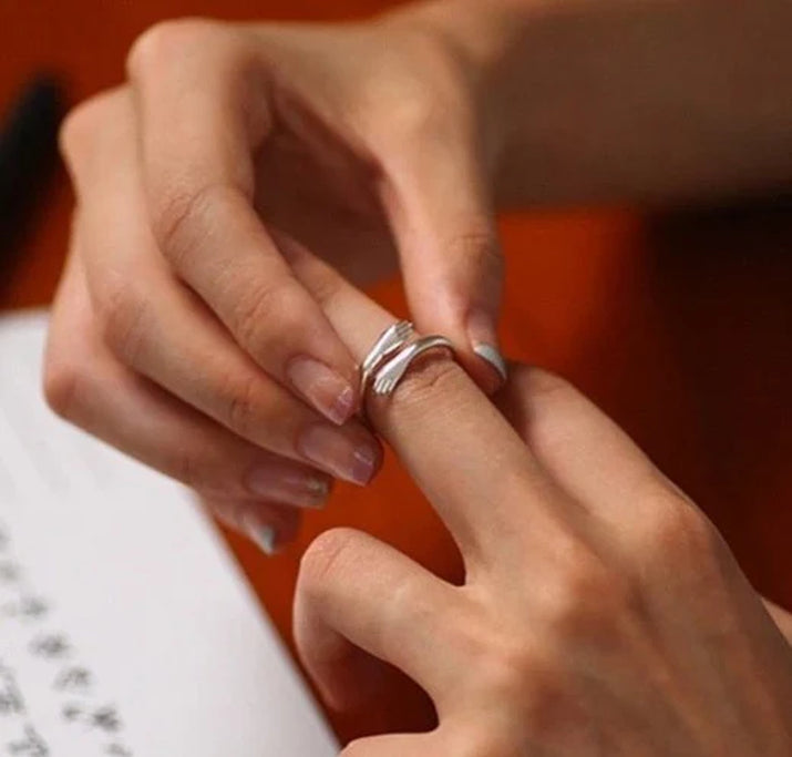 \"Always with You\" Hugging Arms Adjustable Ring