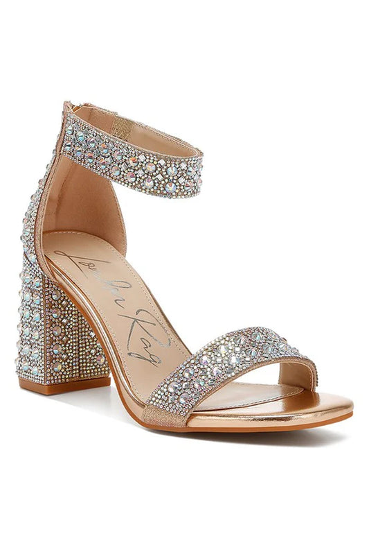 Cady Rhinestones and Sequins Block Sandals