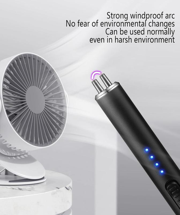 Electric Arc Flameless Lighter Windproof with Safety Lock USB Fast Charging Data Cable for Camping BBQ Candle