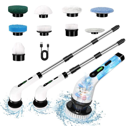 Electric Spin Scrubber with 9 Replaceable Brush Heads Dual Speed Adjustable Handle for Bathroom Kitchen Car Portable Durable USB-C Fast Charging Cleaner Household Itemcarrie-