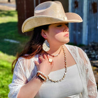 White Turquoise Slab on Hammered Gold Ring Base