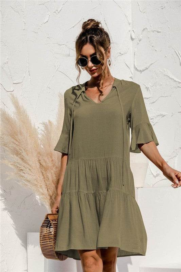 Tiered Short Sleeve Dress