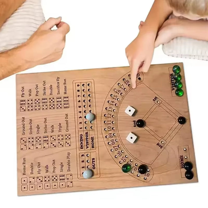 Baseball Dice Board Game Wooden Dice and Marble Board Game Interactive Double Battle Table Game Fun Sports Toy