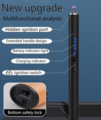 Electric Arc Flameless Lighter Windproof with Safety Lock USB Fast Charging Data Cable for Camping BBQ Candle