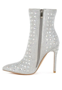 Frostin Pointed Toe Rhinestones Stiletto Boots