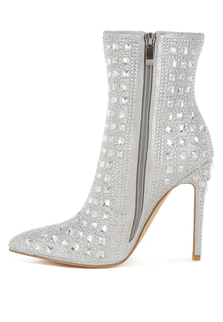 Frostin Pointed Toe Rhinestones Stiletto Boots