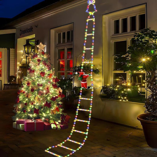 Christmas Santa Climbing Stairs Light (Static Santa Design) - Battery-Powered (Batteries Excluded), 8 Flashing Modes, Easy Installation & Durable, Festive Decor, Great Christmas Gift Option
