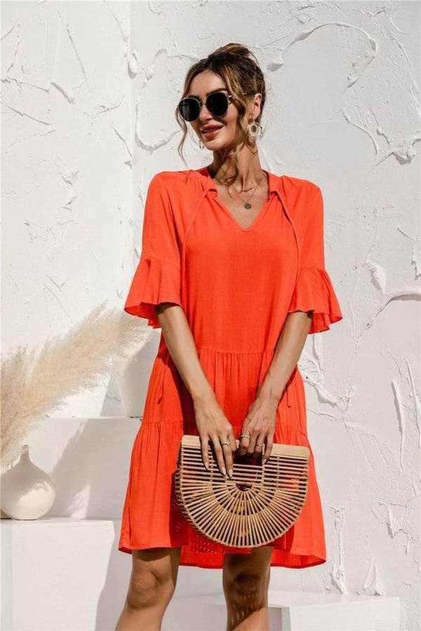 Tiered Short Sleeve Dress