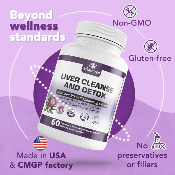 Liver Cleanse and Detox Formula Milk Thistle, Artichoke Extract, Dandelion, and Apple Cider Vinegar Liver Health Supplement