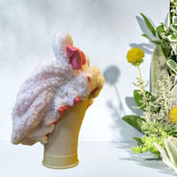 Luxury White Teddy Satin-Lined Bonnet - 3D Plush Bonnets, Adjustable, Stylish, Daily Hair Care, Bonnet