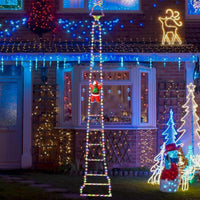 Christmas Santa Climbing Stairs Light (Static Santa Design) - Battery-Powered (Batteries Excluded), 8 Flashing Modes, Easy Installation & Durable, Festive Decor, Great Christmas Gift Option