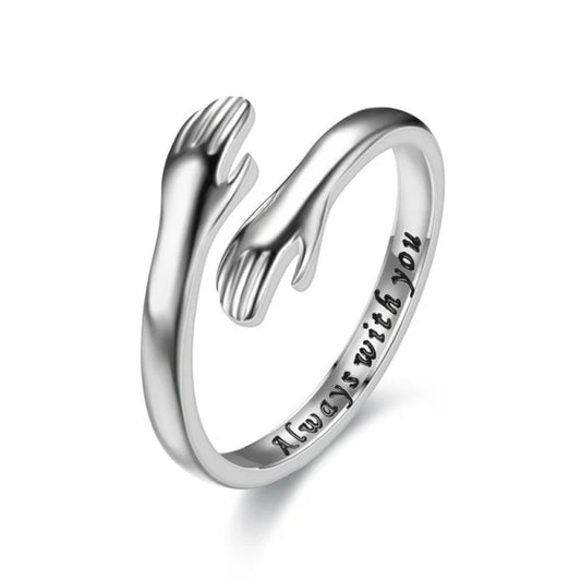 \"Always with You\" Hugging Arms Adjustable Ring