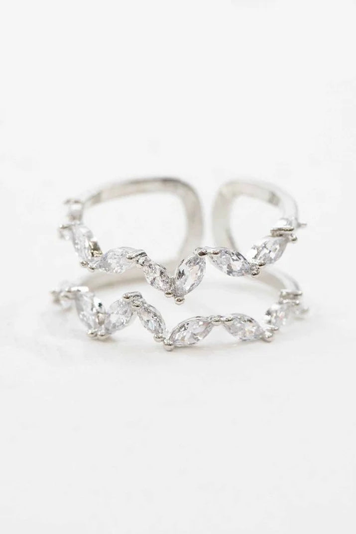 Stone Double Layer Adjustable Ring | Silver